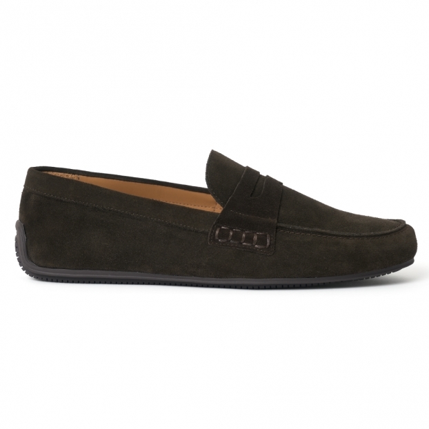 Hunt Driving Moccasin Shoe in Dark Brown Suede