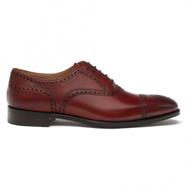 Islington Oxford Semi Brogue in Dark Leaf Calf Leather