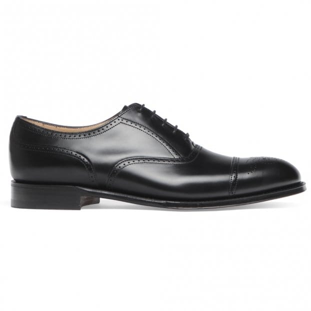 Kelmarsh R Oxford Semi Brogue in Black Calf Leather | Rubber Sole