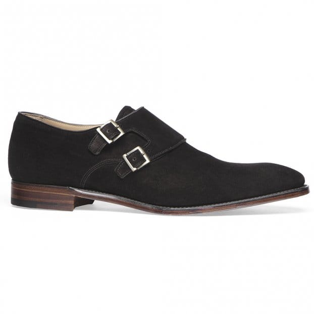 Ladbroke Double Buckle Monk Shoe in Mocha Brown Suede