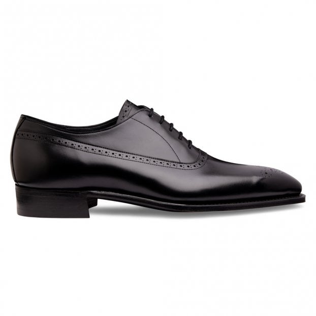 Lancaster Capped Oxford in Black Calf Leather