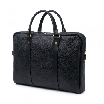 Laptop Bag in Black Grain Leather
