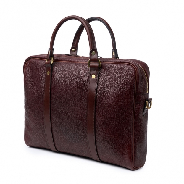 Laptop Bag in Burgundy Grain Leather