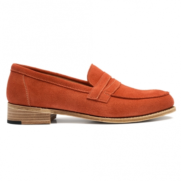 Lilian Saddle Loafer in Mango Suede