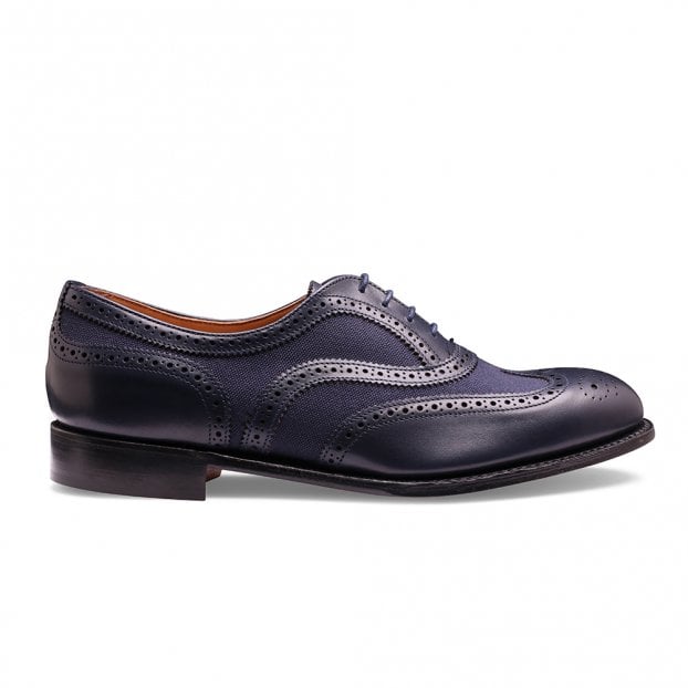 Milly Oxford Brogue in Navy Calf Leather/Navy Canvas
