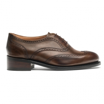 Miranda D Oxford Brogue in Mocha Calf Leather