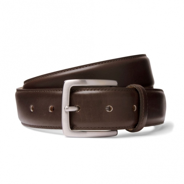 Mocha Calf Leather Belt | Silver Buckle