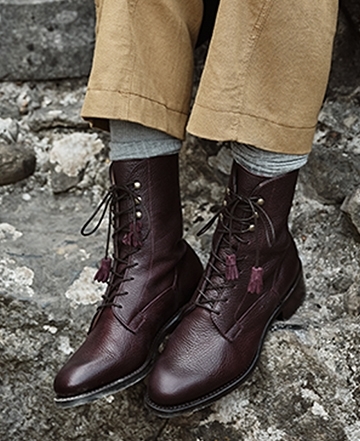 Rose D Derby Boot in Merlot Grain Leather | Shop Now