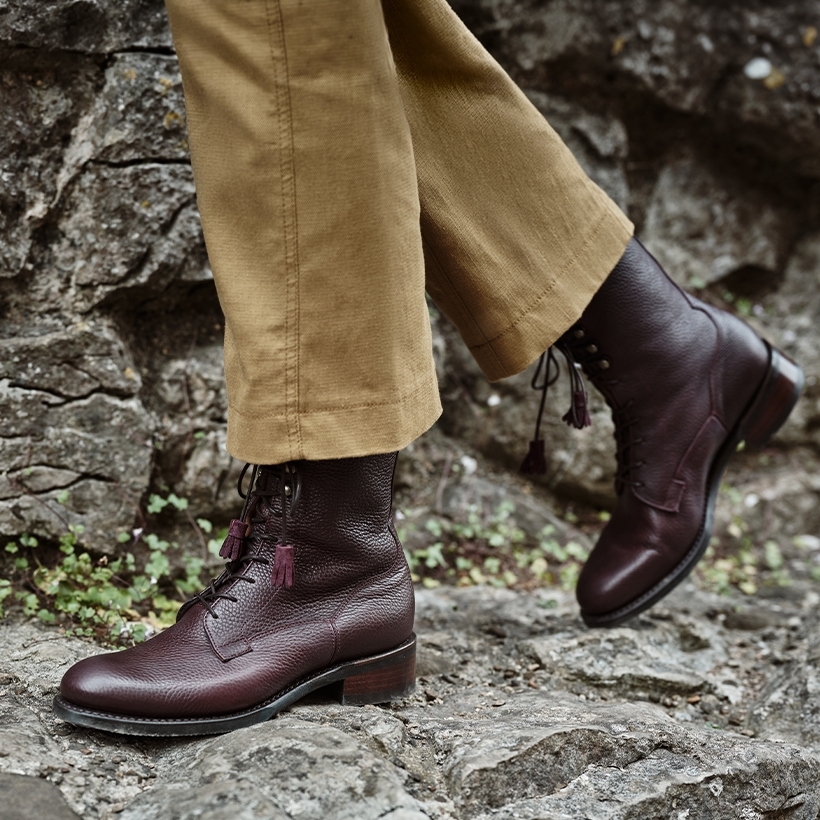Rose D Derby Boot in Merlot Grain Leather | Shop Now