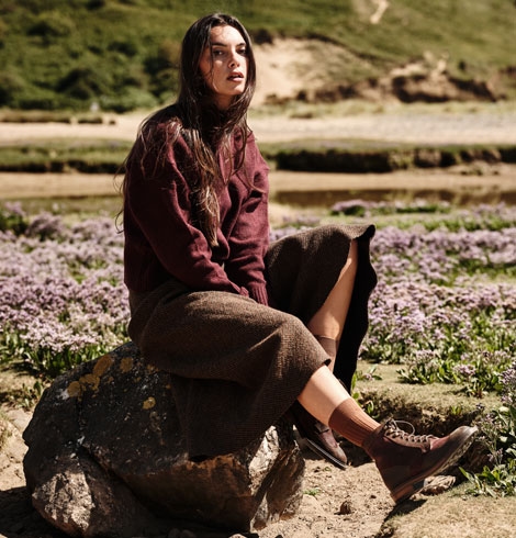 Waverly R Derby Boot in Brown Waxy Leather/Burgundy Suede | Shop Now
