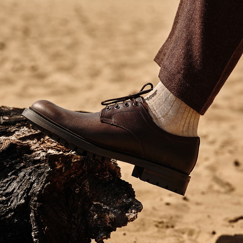 Haston C Shearling Lined Derby in Dark Elm Grain | Shop Now