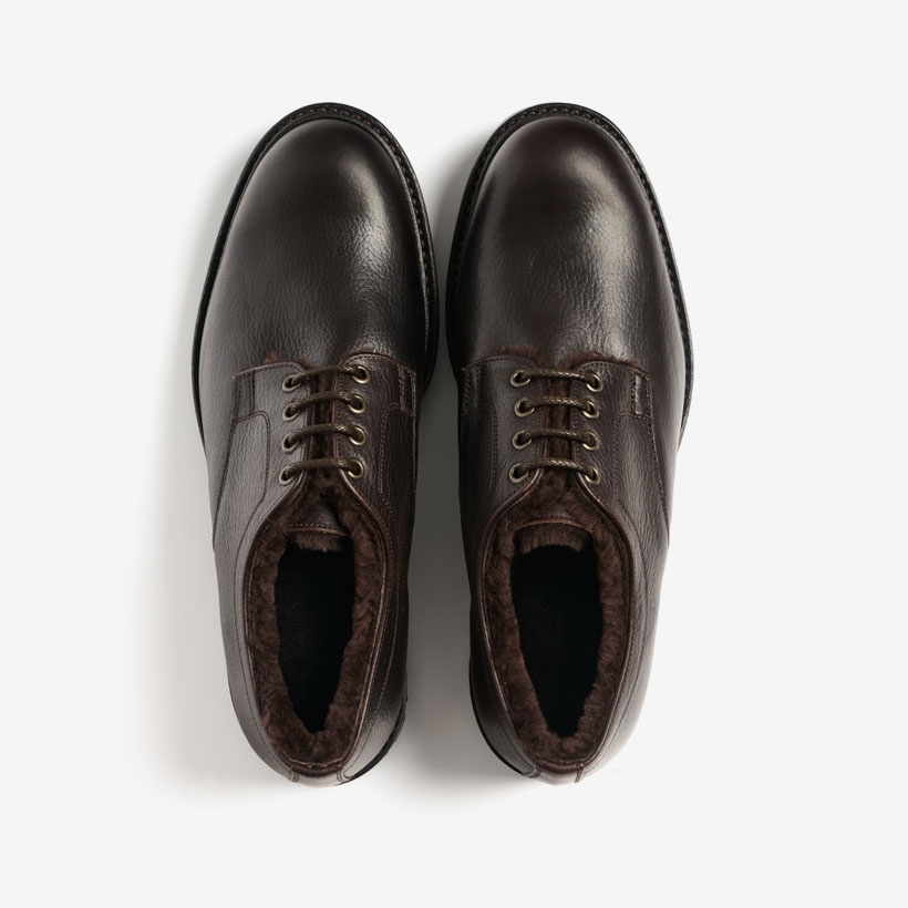 Haston C Shearling Lined Derby in Dark Elm Grain | Shop Now