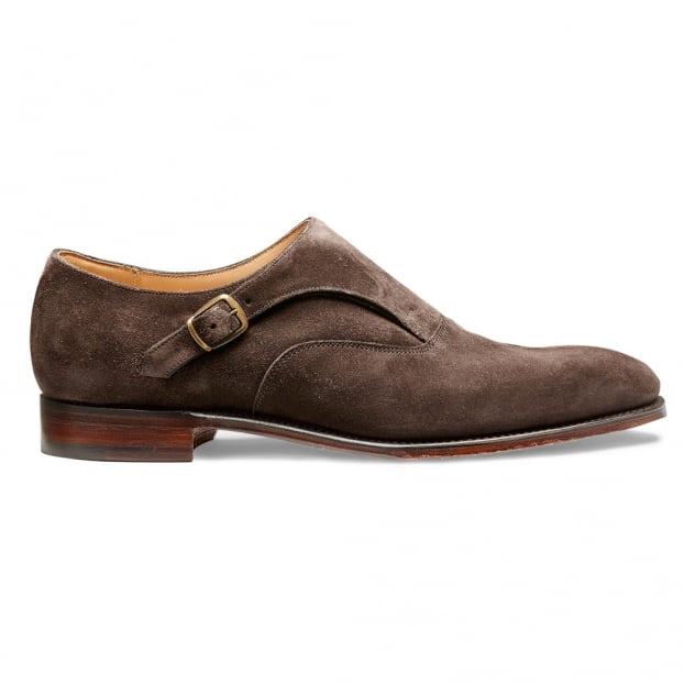 Moulton Long Strap Monk in Brown Soft Suede