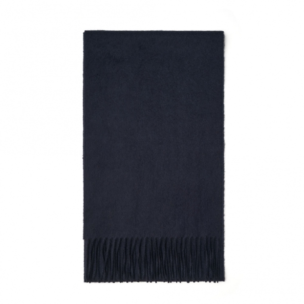 Navy Fringe Cashmere Scarf