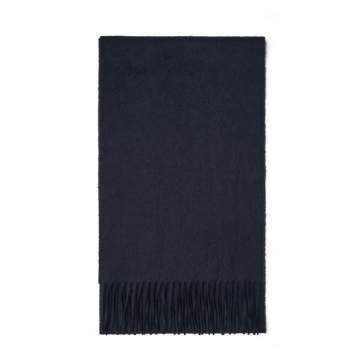 Navy Fringe Cashmere Scarf