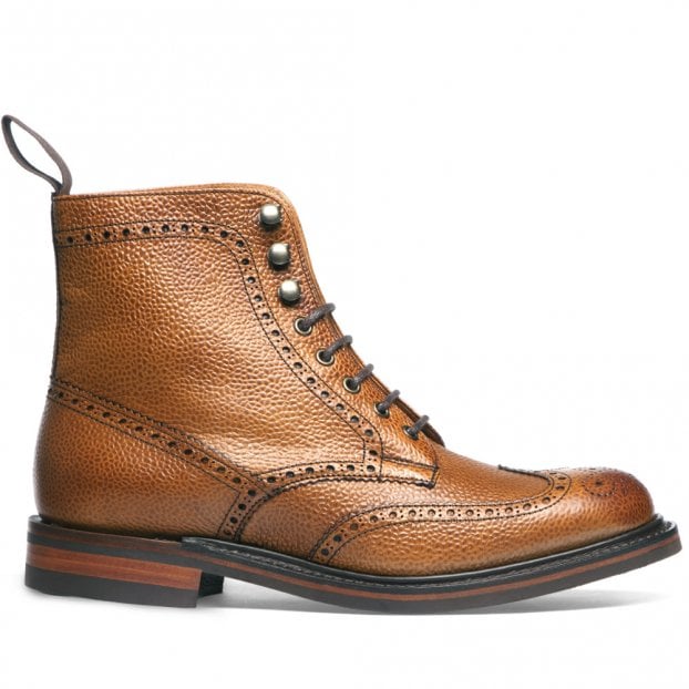 Olivia R Derby Brogue Boot in Almond Grain Leather