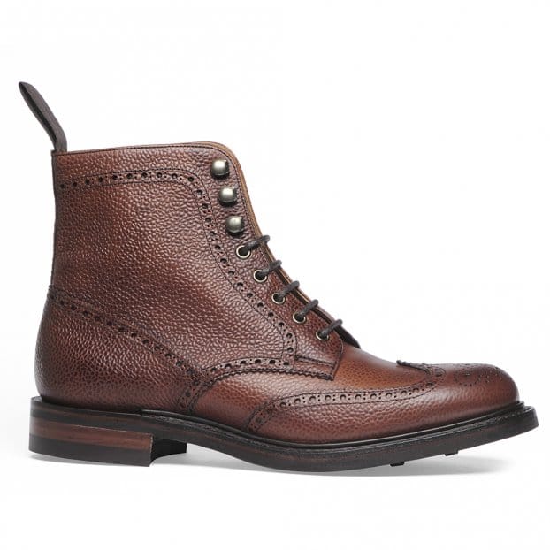 Olivia R Derby Brogue Boot in Mahogany Grain Leather