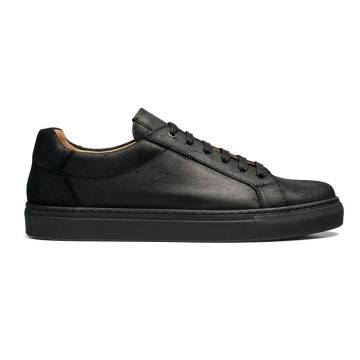 Otis Trainer in Black Waxy Leather