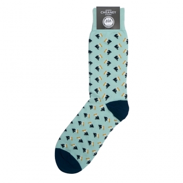 Pelican Print Blue Cotton Socks