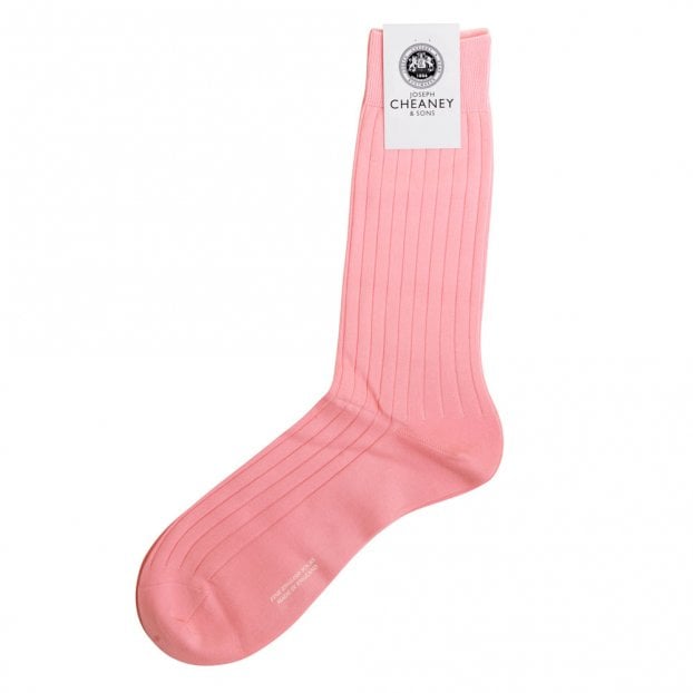 Pembrey Light Pink Mens Sea Island Cotton Ribbed Socks