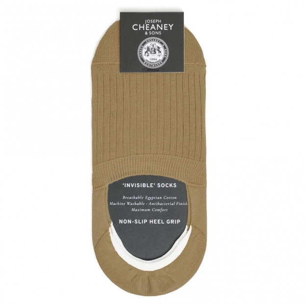 Ribbed Egyptian Cotton Beige Invisible Socks