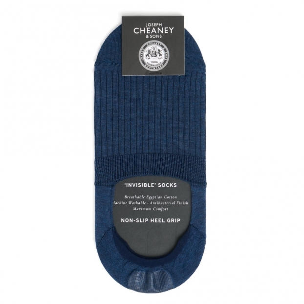 Ribbed Egyptian Cotton Navy Invisible Socks