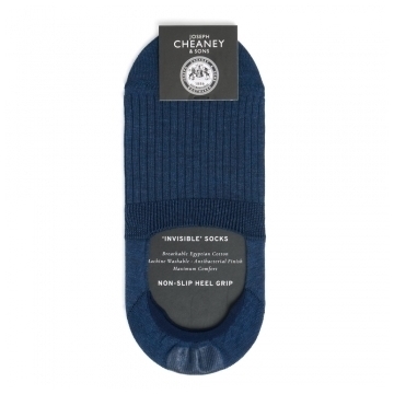 Ribbed Egyptian Cotton Navy Invisible Socks