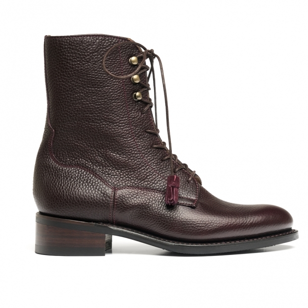 Rose D Derby Boot in Merlot Grain Leather