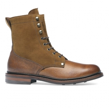 Scott R Shearling Lined Derby Boot in Almond Grain/Maracca Suede