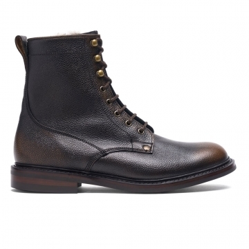 Scott R Shearling Lined Derby Boot in Bronze Rub Off Grain Leather