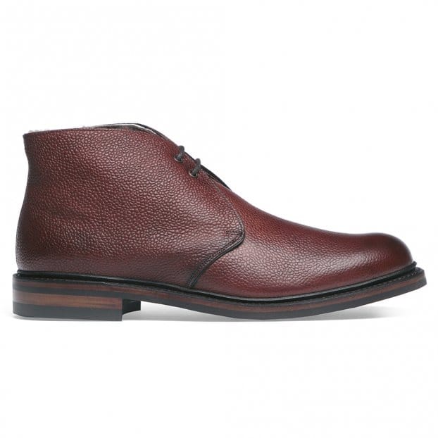 Shackleton R Shearling Lined Chukka Boot in Burgundy Grain Leather