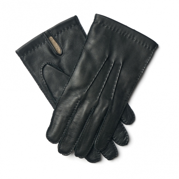 Shaftesbury Men's Cashmere-Lined Black Leather Gloves