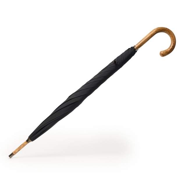 Solid Hickory Stick Umbrella in Black