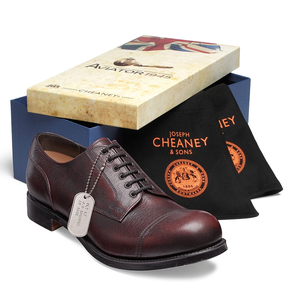 Cheaney Spitfire II | Black Cherry Military Style Derby Shoes