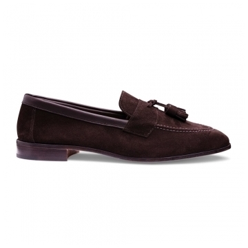 Timothy Tassel Loafer in Bitter Chocolate Suede