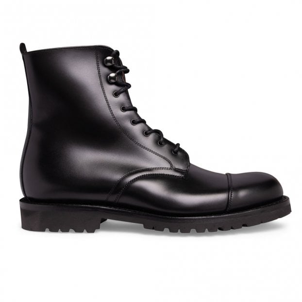 Trafalgar Capped Derby Boot in Black Calf Leather