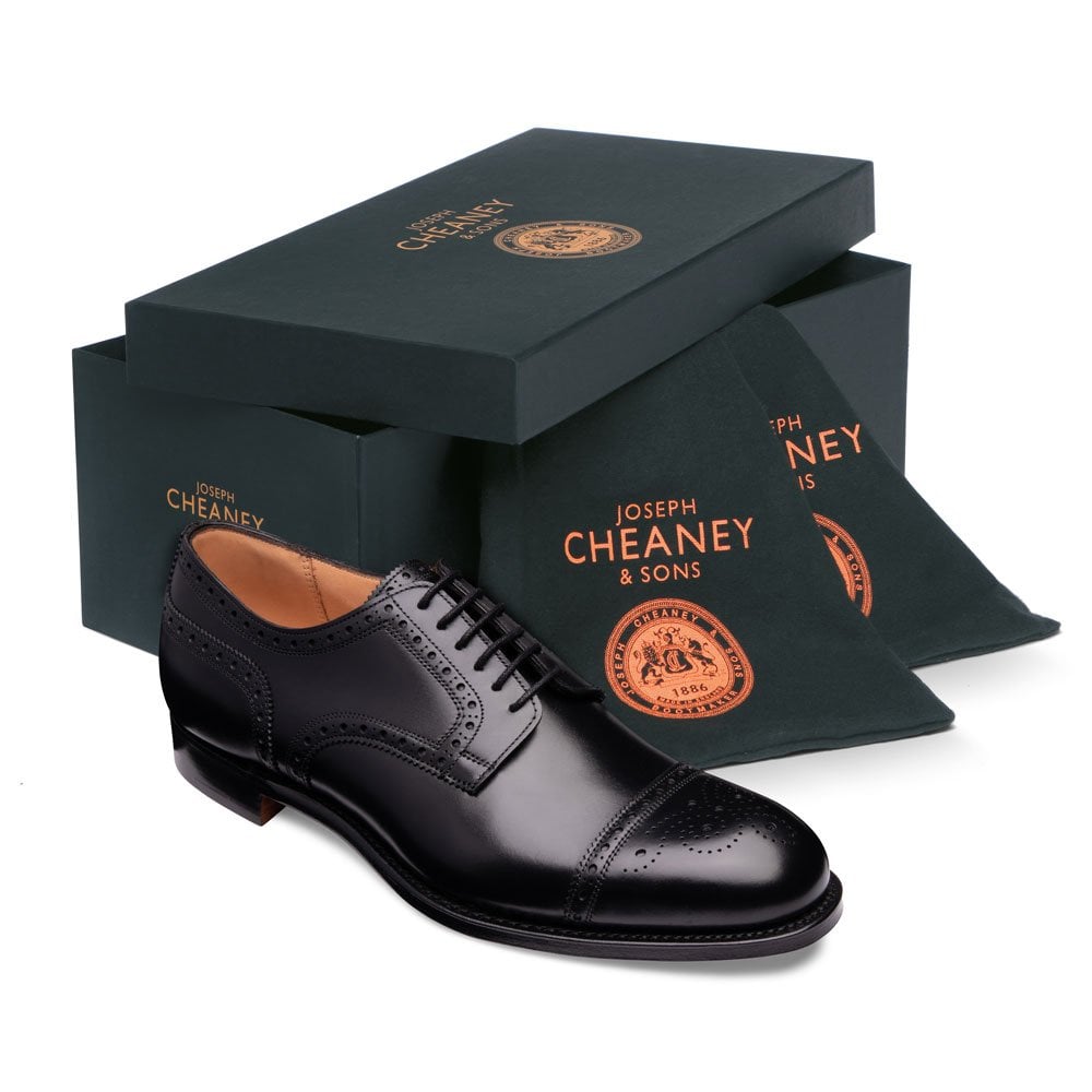 Cheaney Union | Men's Black Leather Semi Brogue | Made in England