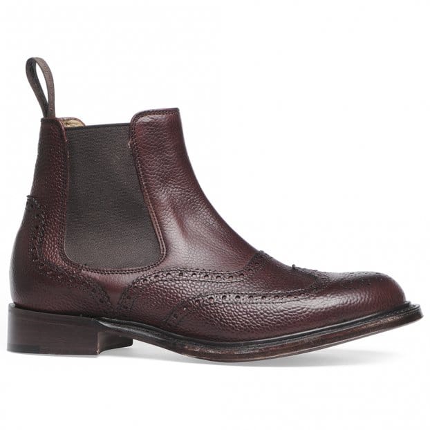Victoria R Wingcap Brogue Chelsea Boot in Burgundy Grain Leather