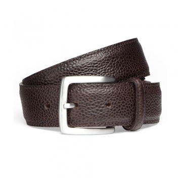 Walnut Grain Leather Belt | Silver Buckle