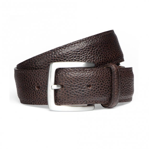 Walnut Grain Leather Belt | Silver Buckle