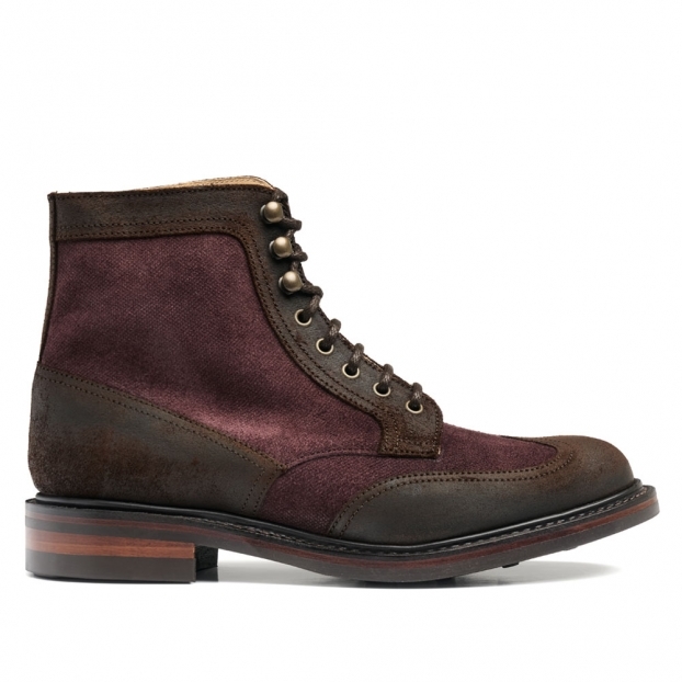 Waverly R Derby Boot in Brown Waxy Leather/Burgundy Suede
