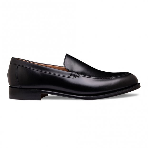 Wilbur Apron Loafer in Black Calf Leather