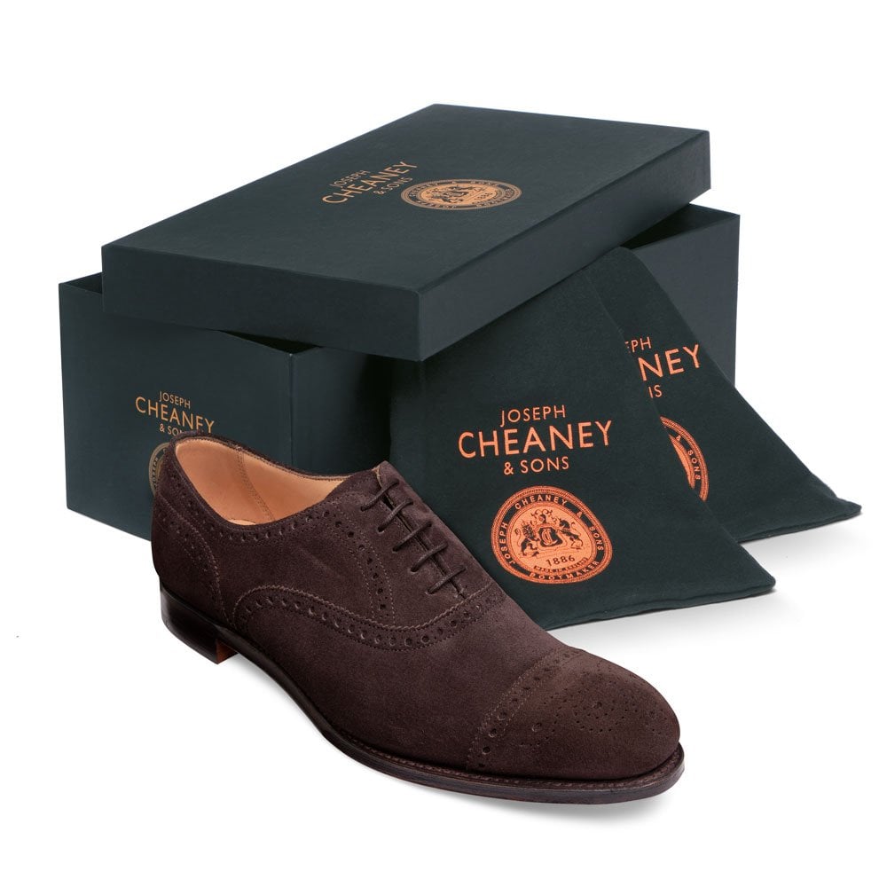 Cheaney Wilfred | Men's Brown Suede Semi Brogue | Made in England