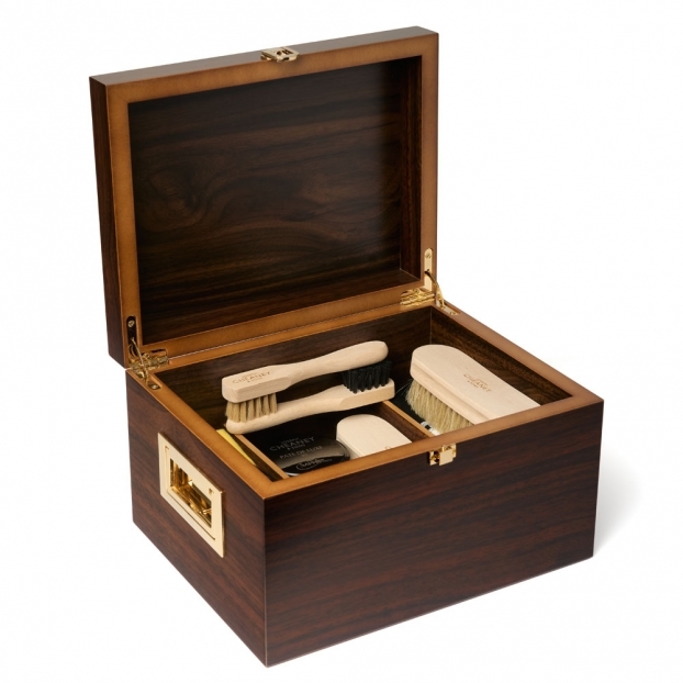 Wooden Valet Shoe Care Box